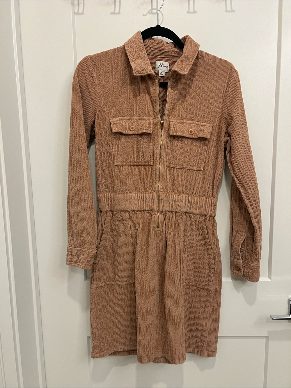 J. Crew Women's Camel Corduroy Zip-Front Dress in Camel